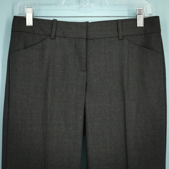 Theory Size 2 Dark Gray Flat Front Hook Zip Straight Leg Wool Blend Dress Pants - Picture 2 of 7